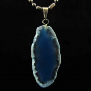 Pingente Pedra Placa de Ágata Azul Natural - 6705