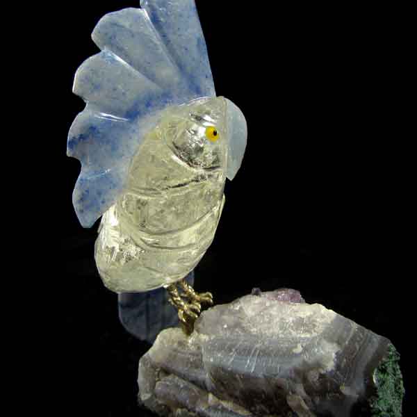 Pássaro Pedra Natural Cristal, Sodalita e Ametista -6699