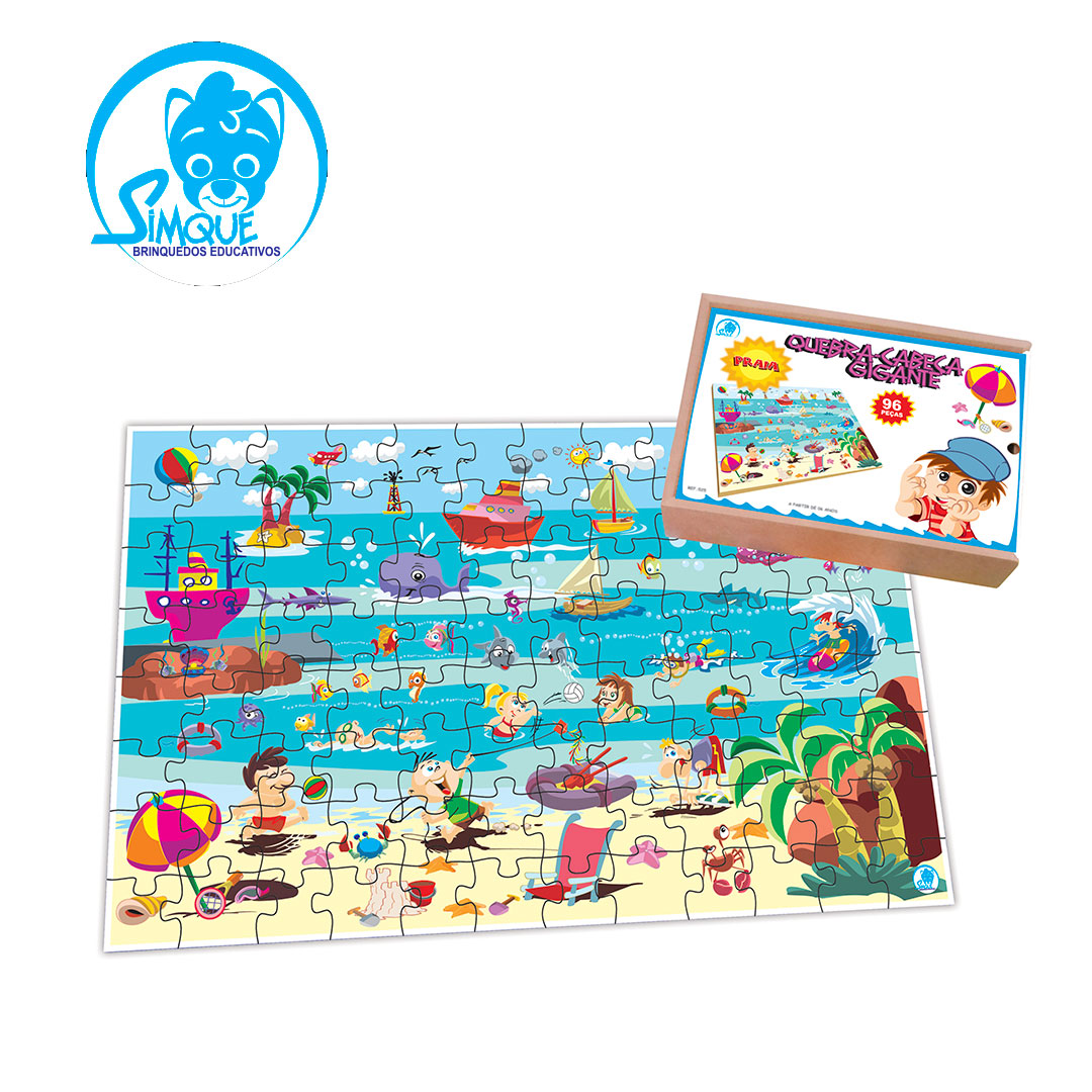 Quebra-Cabeça Gigante - Praia - 96 peças - Simque Brinquedos Educativos