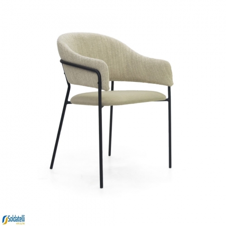 Cadeira Bristol Aço Preto Encosto Estofado - Datteli Design