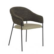 Cadeira Bristol Base Metal Estofado Café - Datelli Design