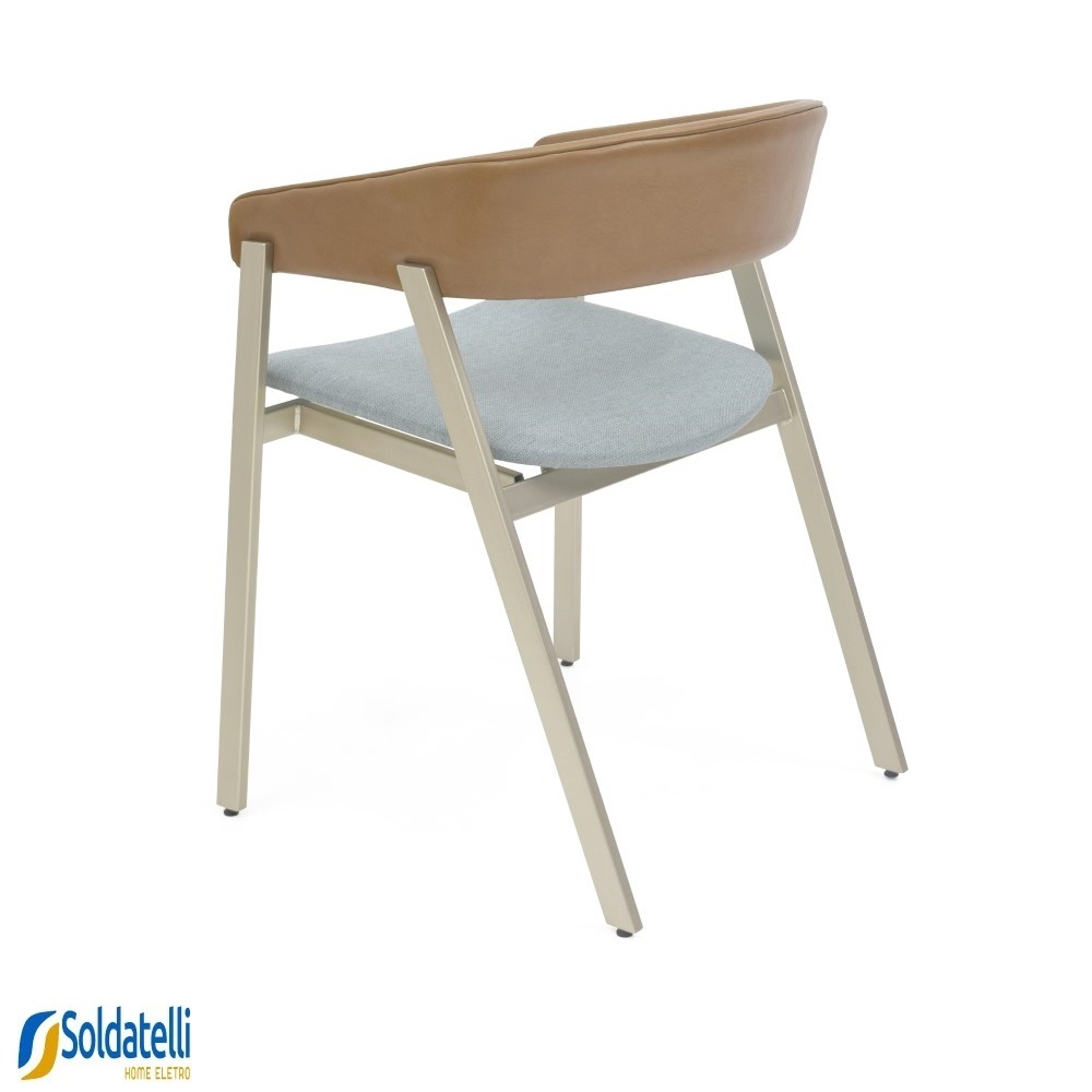 Cadeira Coller Aço Champanhe Encosto Estofado - Datteli Design