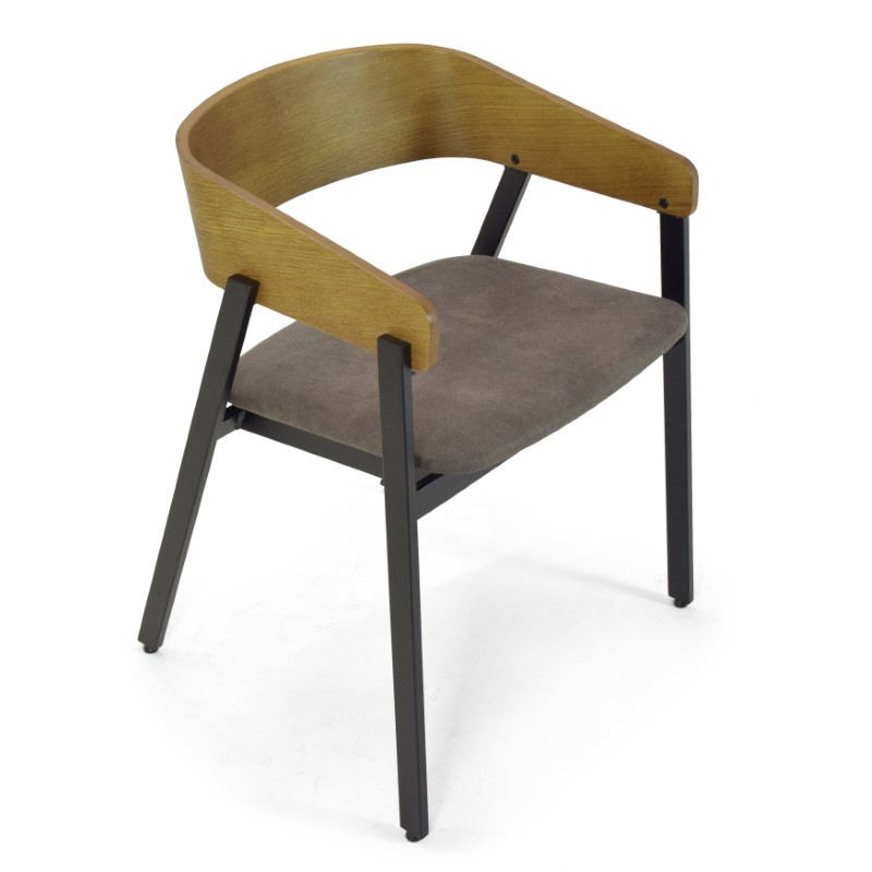 Cadeira Coller Aço Preto - Madeira em Nogueira - ArteFama
