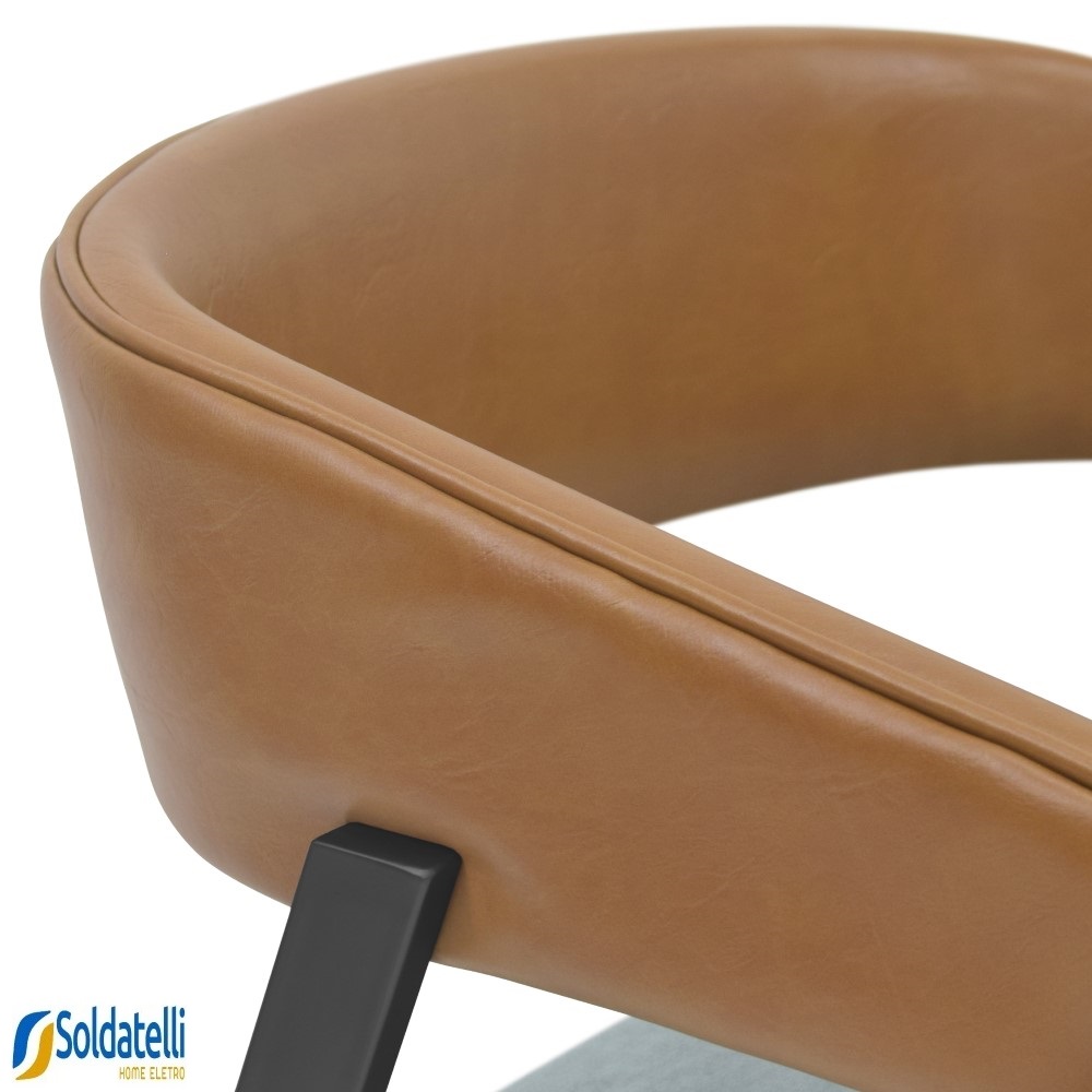 Cadeira Coller Aço Preta Encosto Estofado - Datteli Design