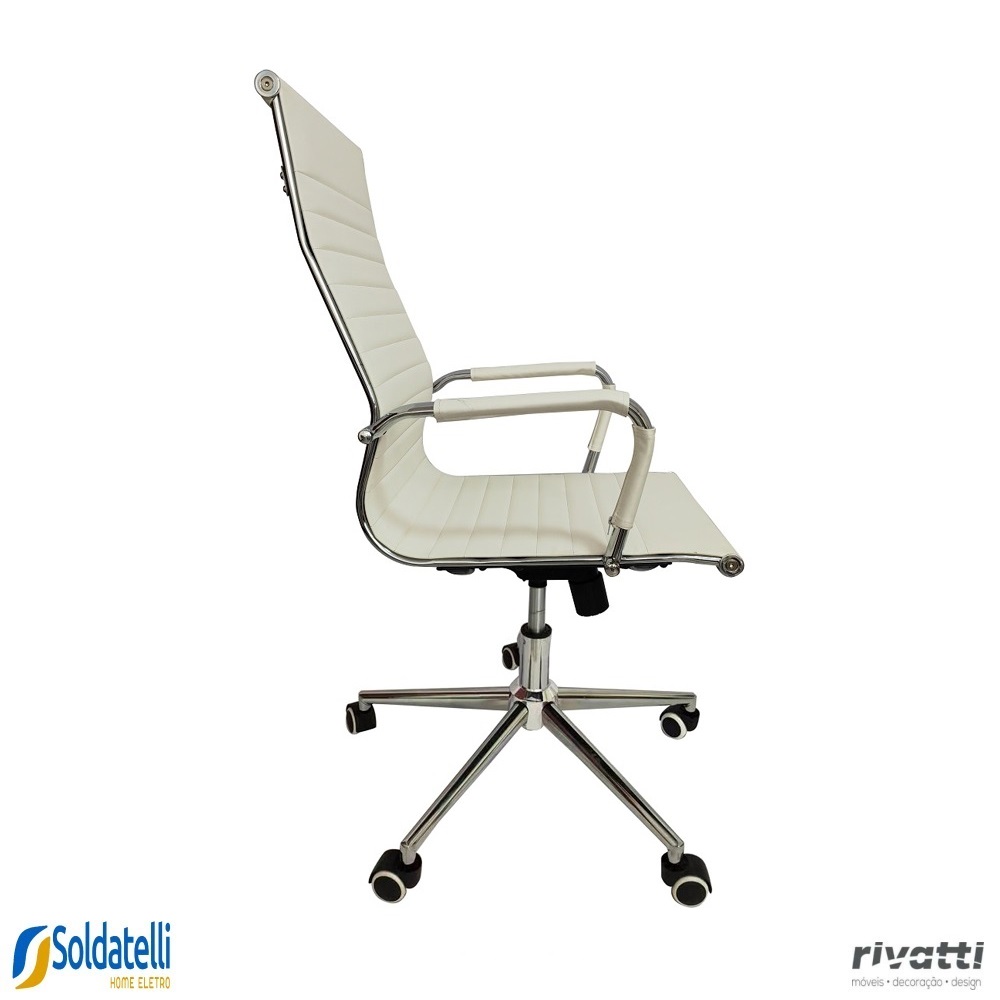 Cadeira Office Esteirinha Alta PU Preta Ou Branca - Rivatti