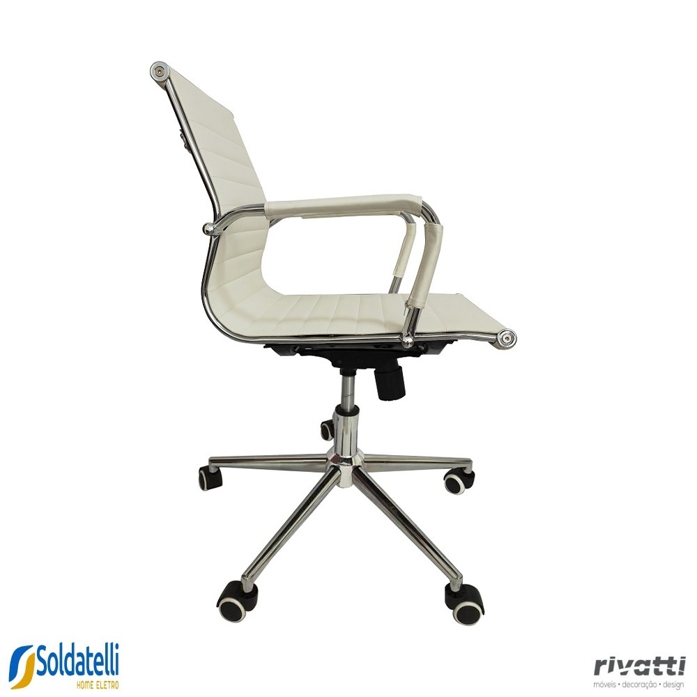 Cadeira Office Esteirinha Baixa PU Preta Ou Branca - Rivatti