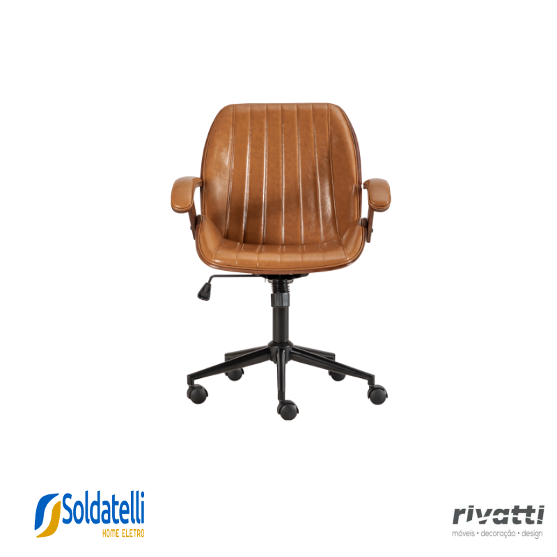 Cadeira Office Saragoça Preta e Caramelo - Rivatti