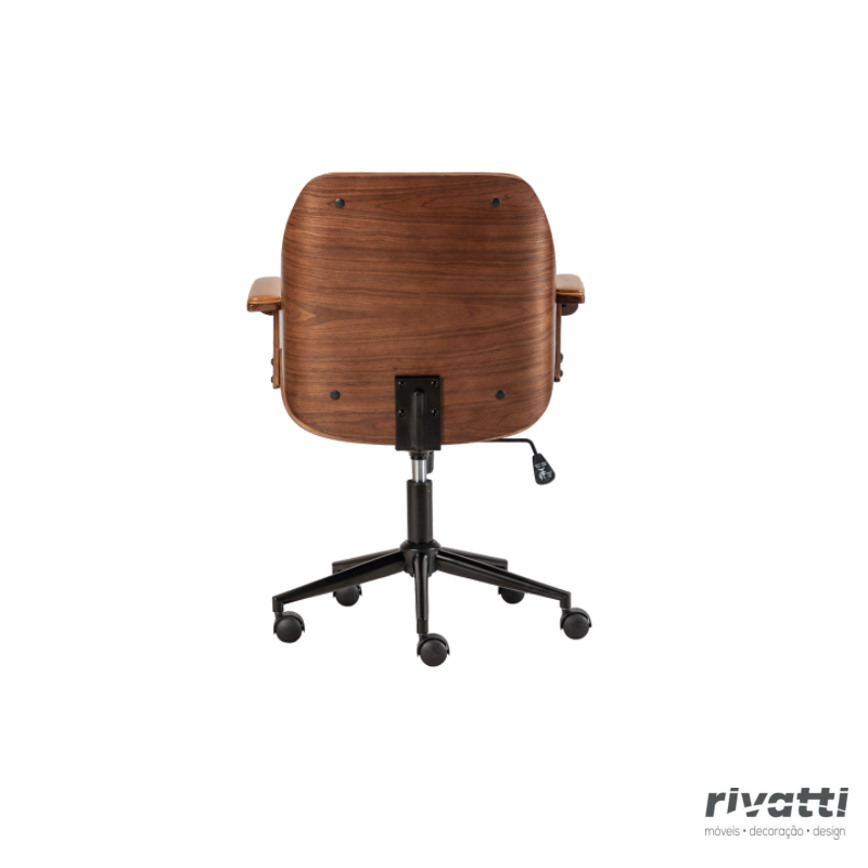 Cadeira Office Saragoça Preta e Caramelo - Rivatti