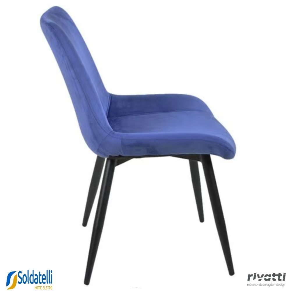 Cadeira Provença Base Preta em Veludo Azul Petróleo ou Veludo Cinza - Rivatti