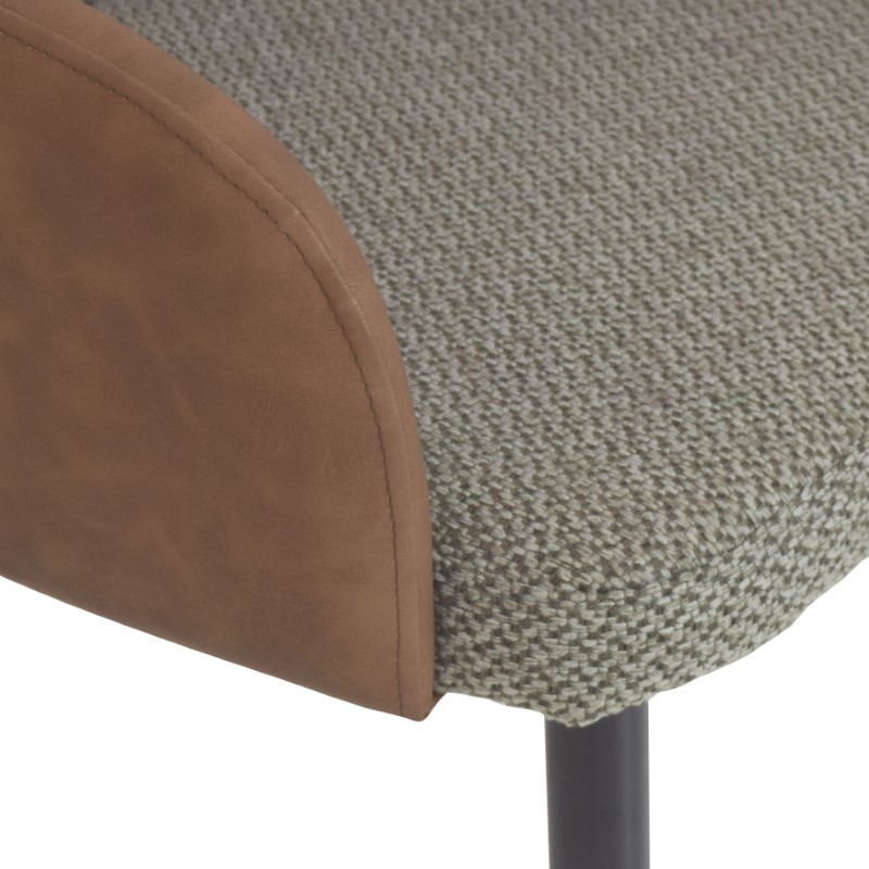 KIT 2 Cadeiras Brooklyn Estofado Linho Cinza lateral couríssimo Marrom - Datelli Design