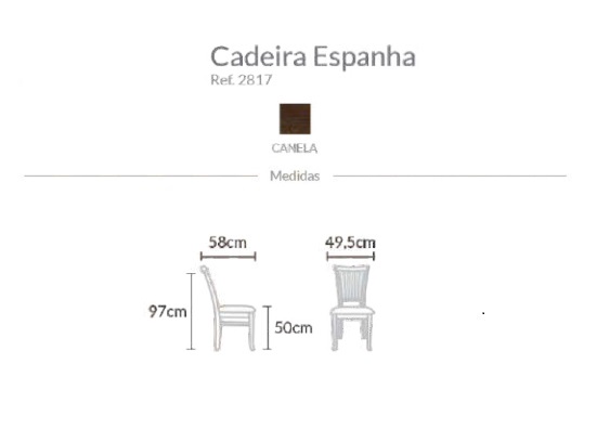 KIT 2 Cadeiras Espanha Castanho Canela Várias Cores - Datelli Design