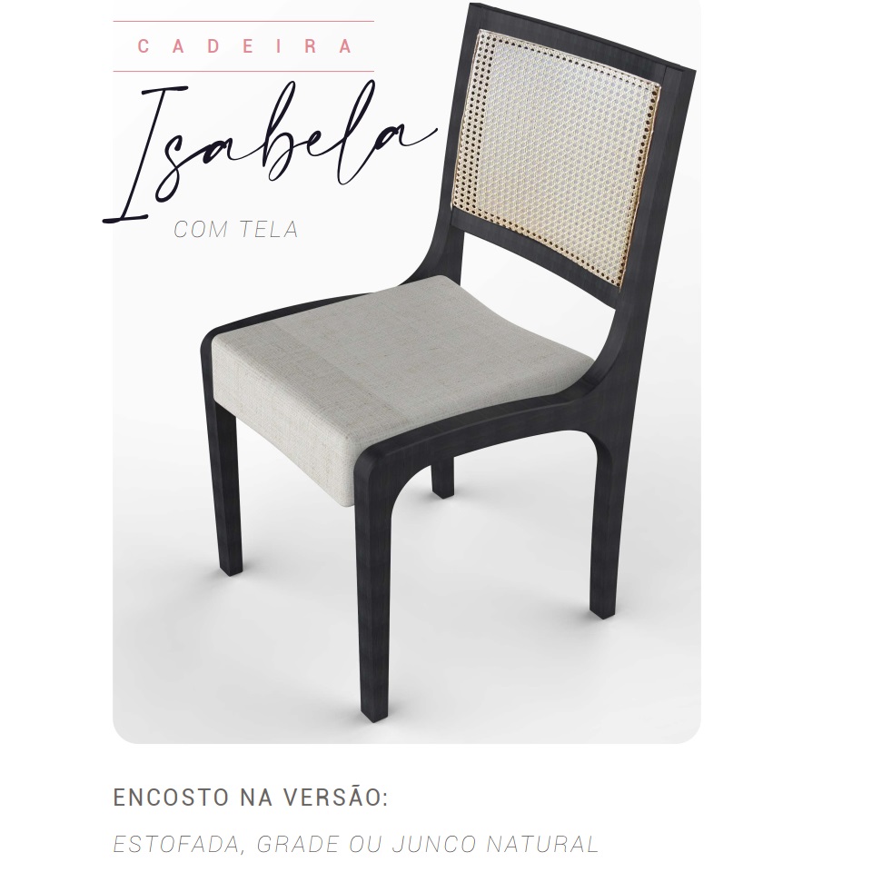 Kit 2 Cadeiras Isabela Com Tela Base Nogueira - Vhaack