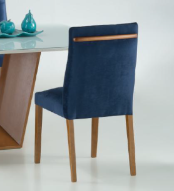 Kit 2 Cadeiras Sofia com Braço Azul Liso - Qualitá