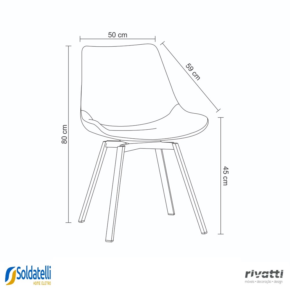 Kit 2 Cadeiras Talia PU Caramelo e Preto - Rivatti