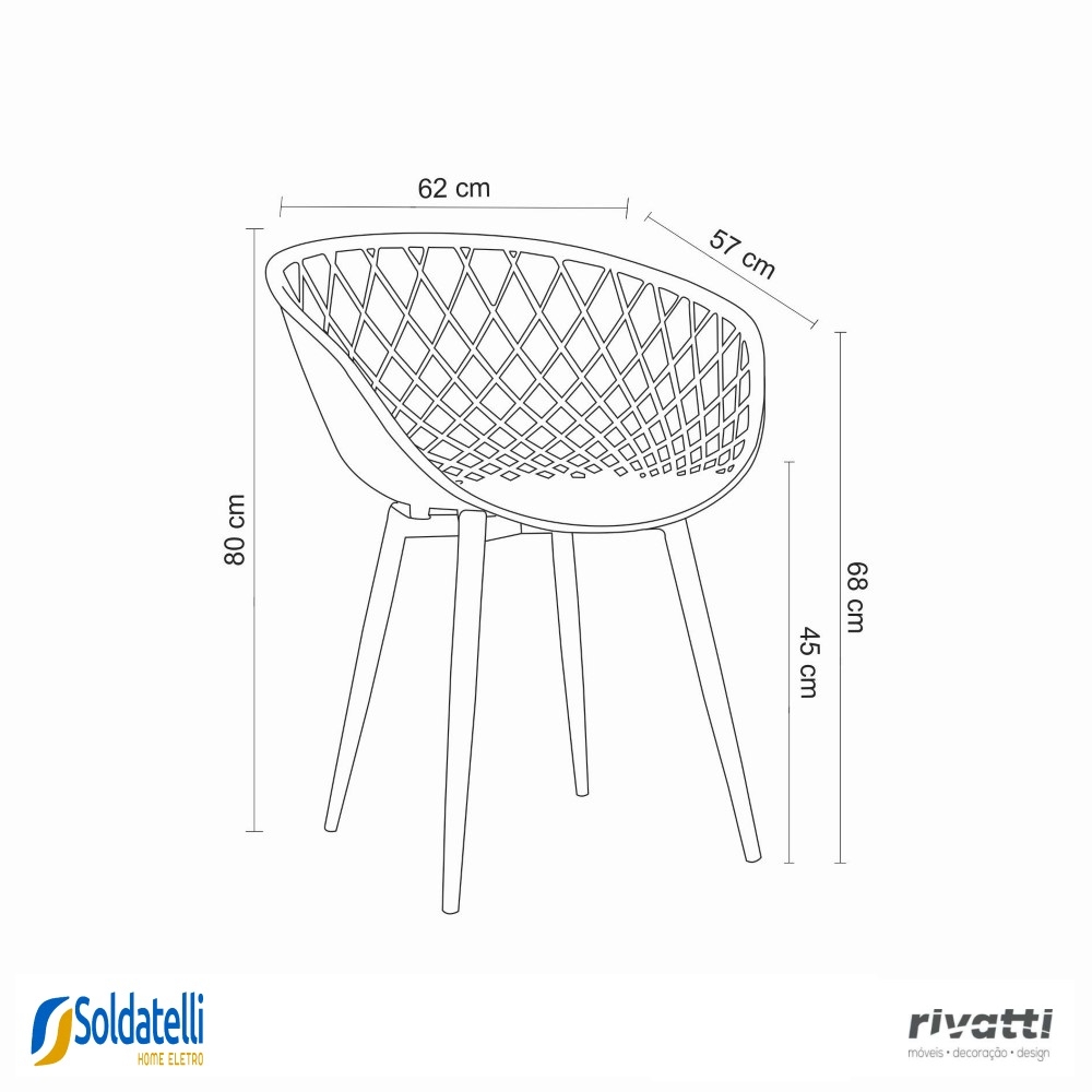 Kit 4 Cadeiras Clarice Várias Cores - Rivatti
