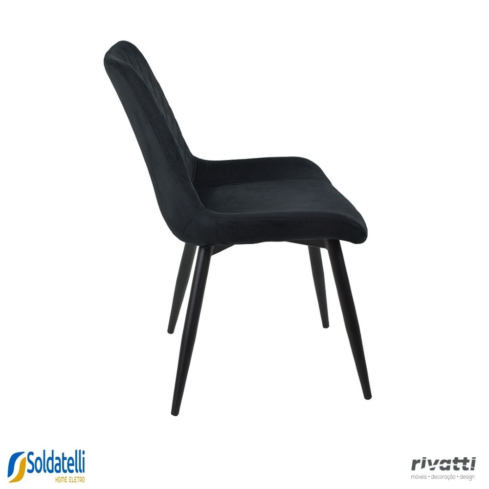 Kit 4 Cadeiras Lívia Veludo Preto ou Cinza - Rivatti
