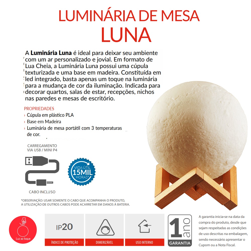 Led Luminária de Mesa Luna 150 1,5W Bivolt - Avant