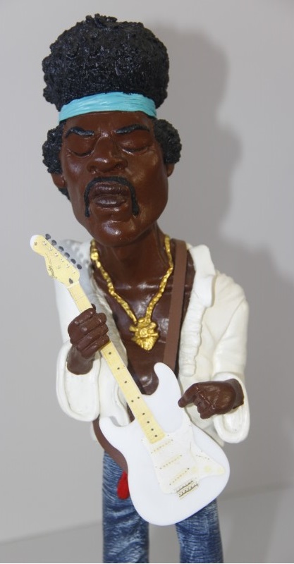 Miniatura Modelo Jimi Hendrix em Resina - Roqueiros - ENVIO IMEDIATO