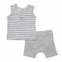 Camiseta Regata + Short Bebê Menino Suedine Prime Cotton Mescla
