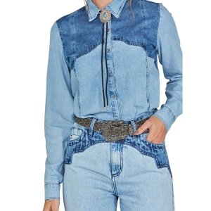 Camisa Feminina All Hunter ML Overshirt Jeans-2800
