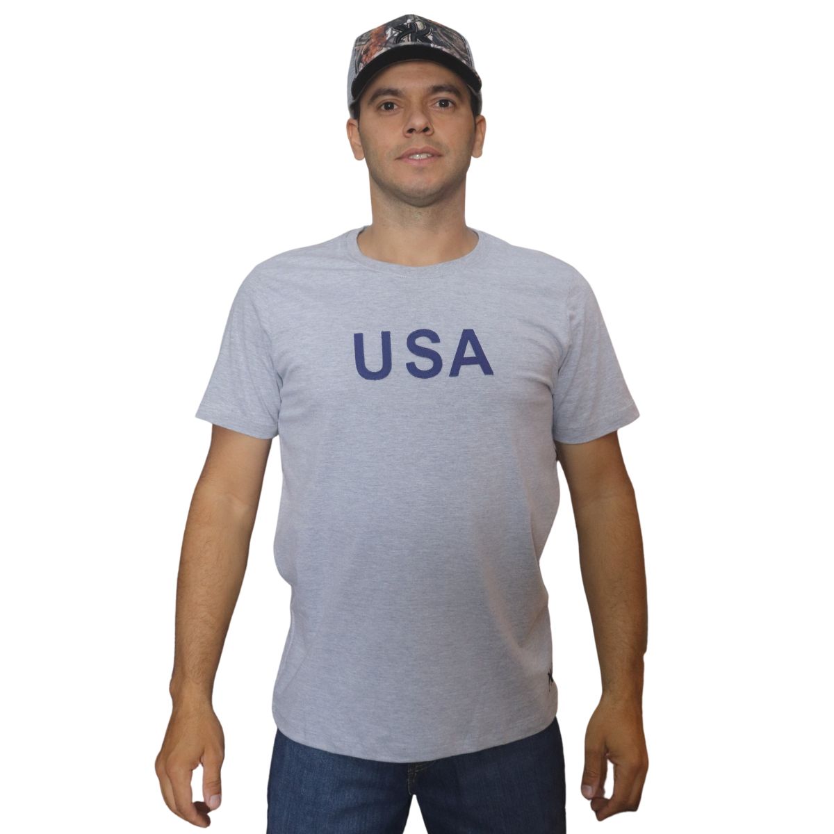 Camiseta Masculina Keep Roping Premium Cinza USA