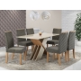 Conjunto Mesa de Jantar Sarah Vidro com 6 Cadeiras Elegance cinza - Sonetto Móveis