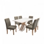 Conjunto Mesa de Jantar Sarah Vidro com 6 Cadeiras Elegance cinza - Sonetto Móveis