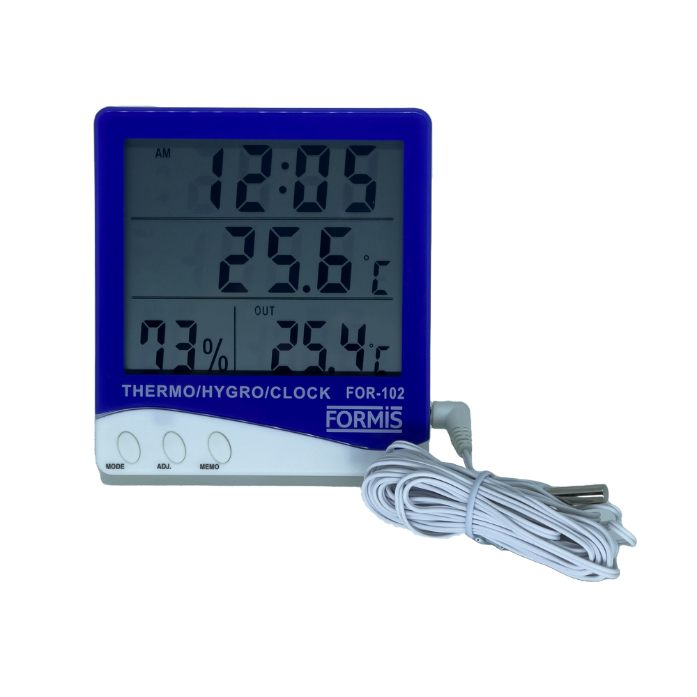 Termo-higrômetro Digital com Sensor Externo e Relógio - FOR-102