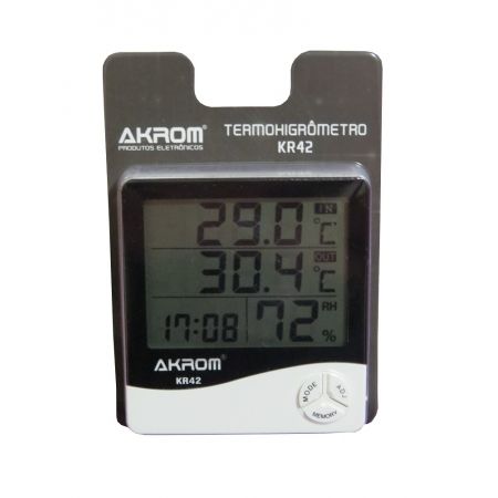 KR42 Termo higrômetro digital com sensor externo e relógio