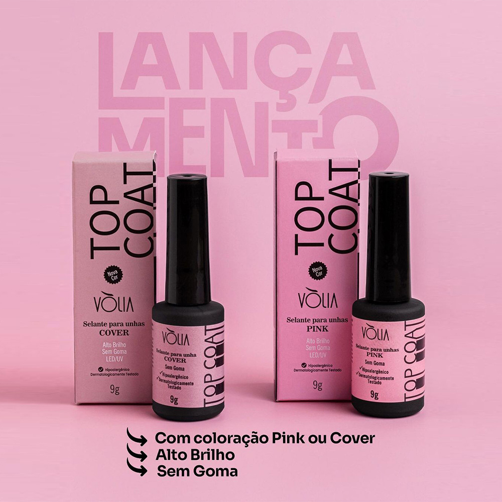 Novo Top Coat Pink ou Cover 9g - Volia