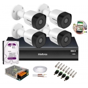 Kit 4 Câmeras de Segurança HD 720p Intelbras VHD 1010 B G6 DVR + DVR Gravador de Vídeo Inteligente MHDX 1204 C/ HD 1-TB