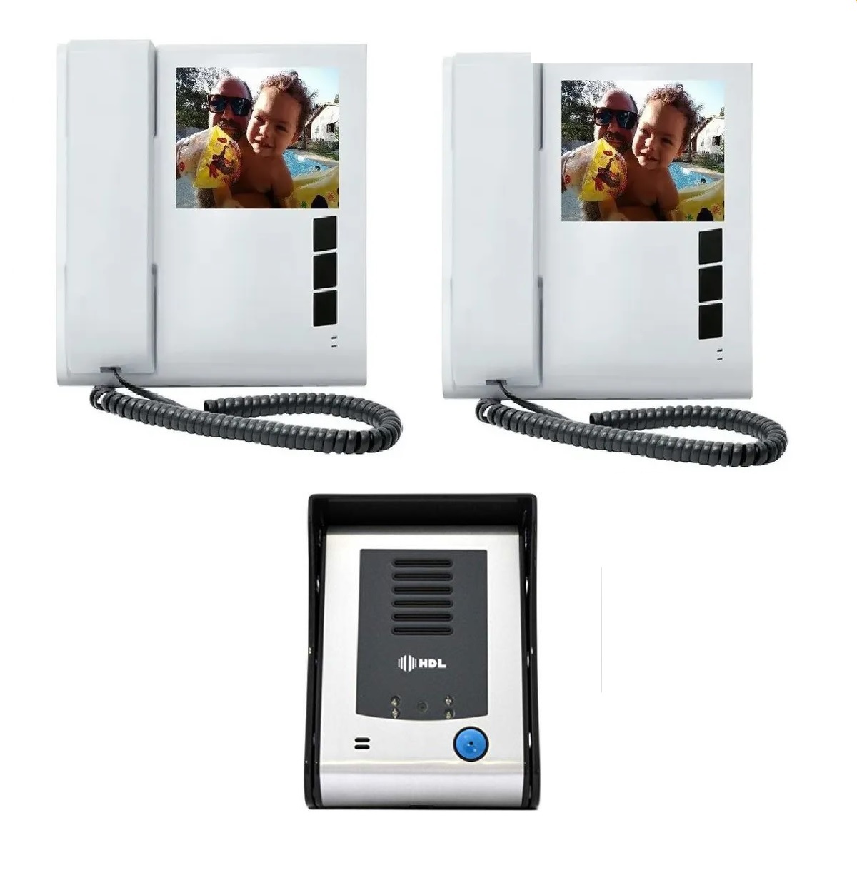 Kit Video Porteiro Eletrônico HDL Sense Classic S Colorido Com 2 Monitores