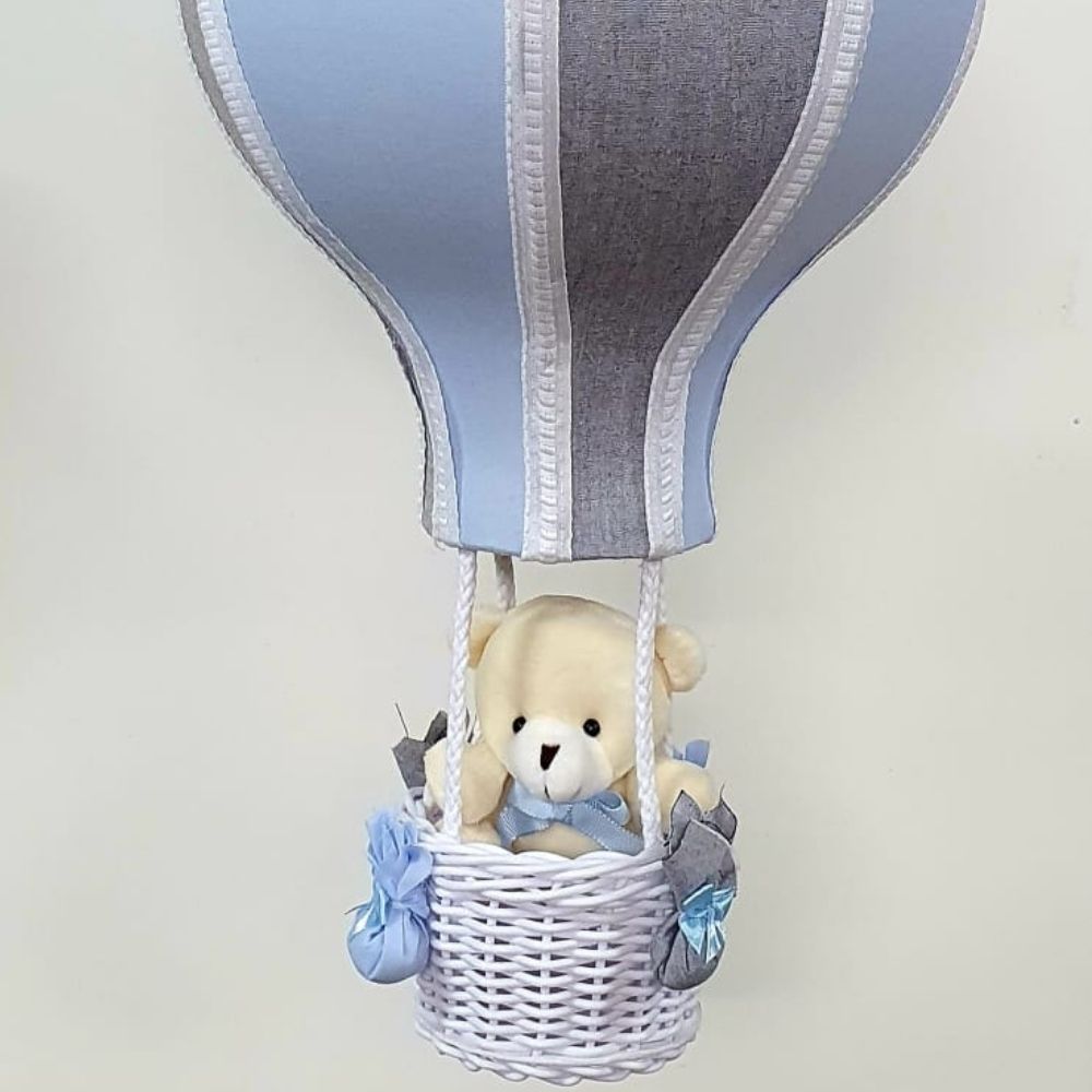 Luminária  Balão Azul  Com Cinza  Urso