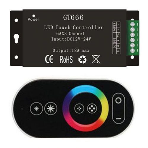 Controladora Rgb Touch c/controle remoto 12v24v 432watts