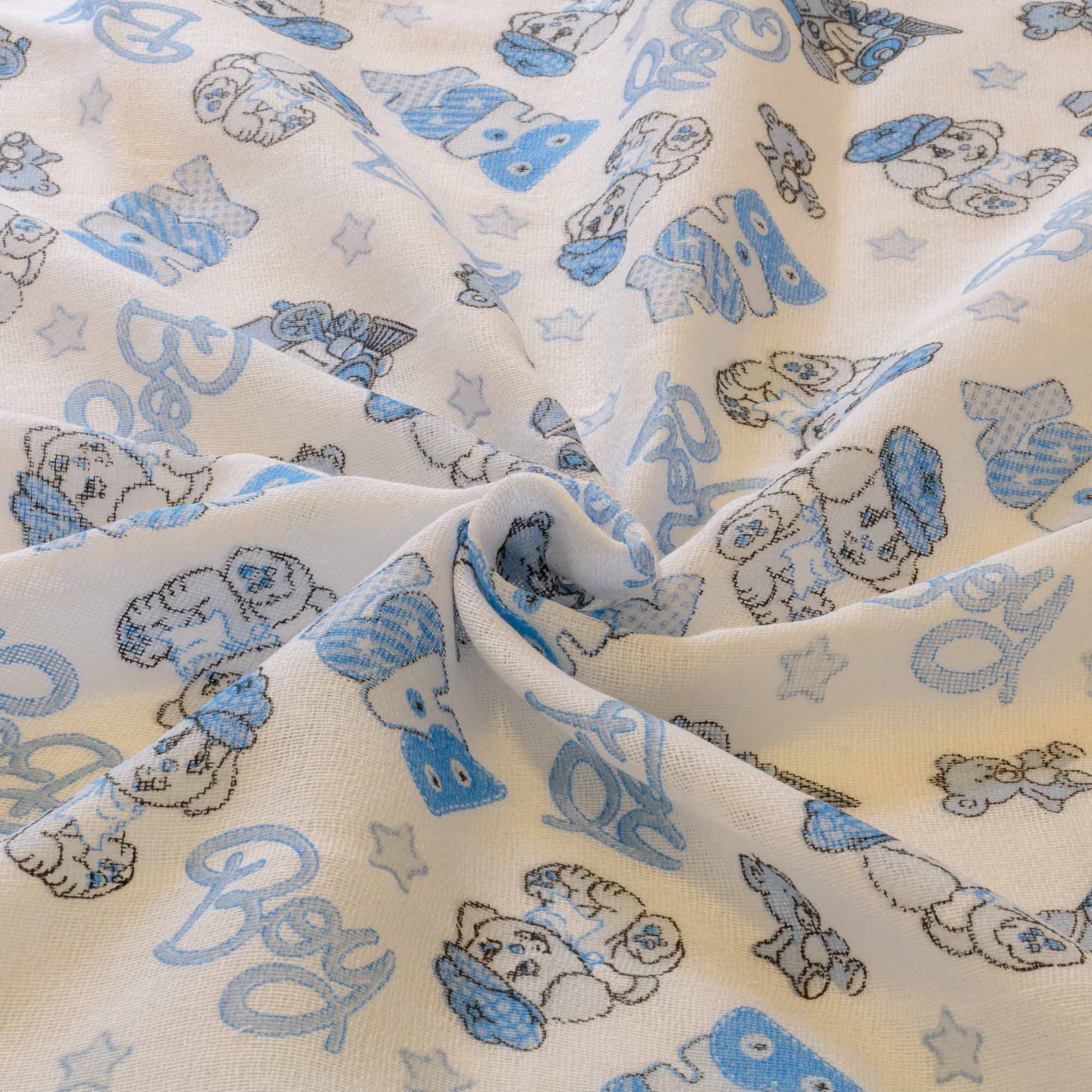 Tecido fralda de pano dohler estampada 70x70 cm 100% algodão azul