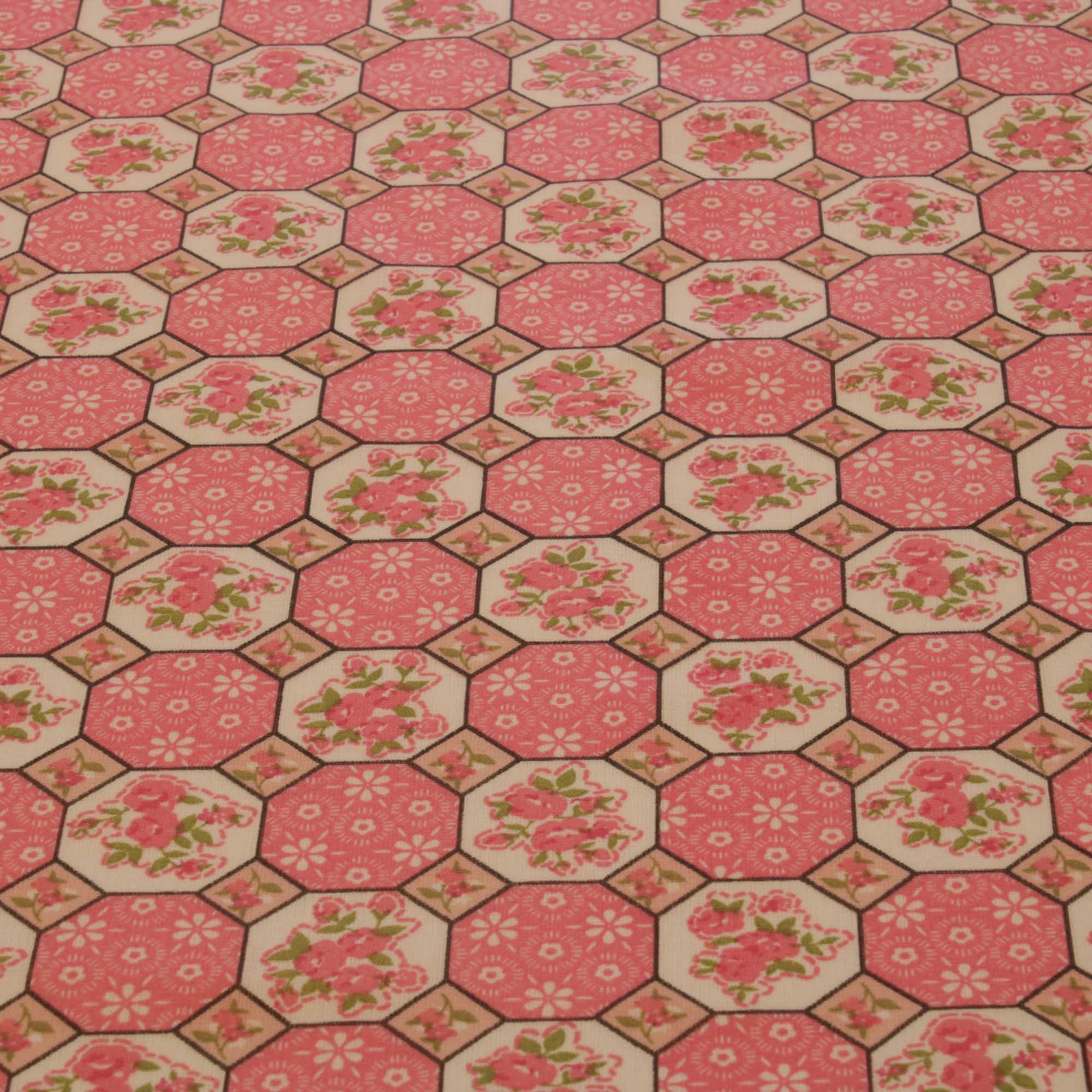 Tecido tricoline geometrico 1,40 m largura rosa