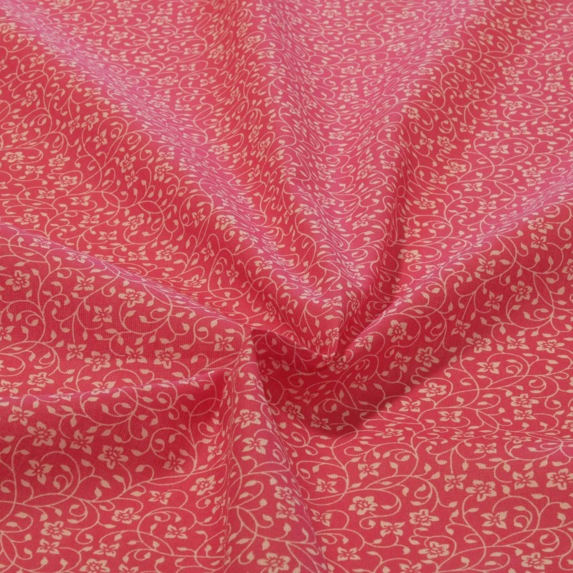 Tecido tricoline ramos flores 1,40 m largura rosa