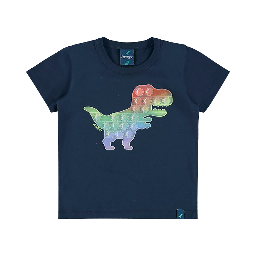 Camiseta Dino Pop It Azul Rei Rex
