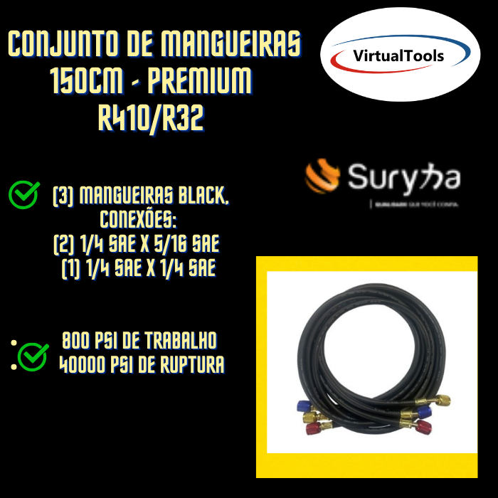 CONJUNTO DE MANGUEIRAS PREMIUM 150CM R410 R32 SURYHA - 80150184