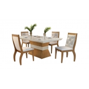  Sala de Jantar Agata com 4 Cadeiras Agata Creme  Móveis Rufato