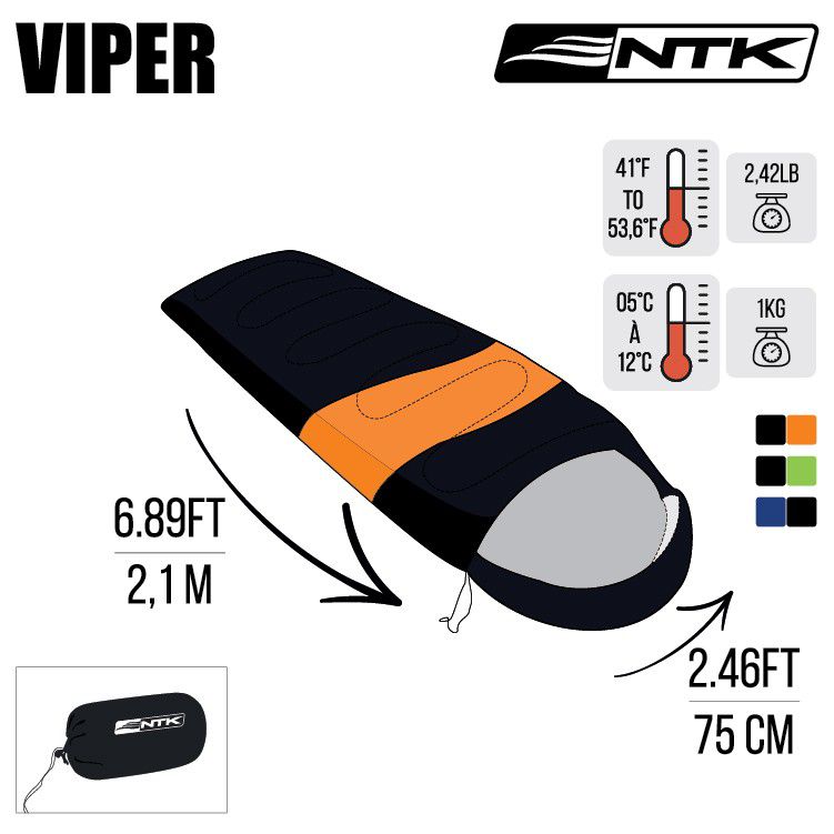 Kit Saco de Dormir Viper + Isolante Térmico EVA Aluminizado Nautika