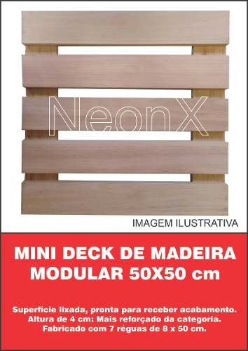 Deck De Madeira Modular Base Madeira 50x50cm Réguas 8 Cm NeonX
