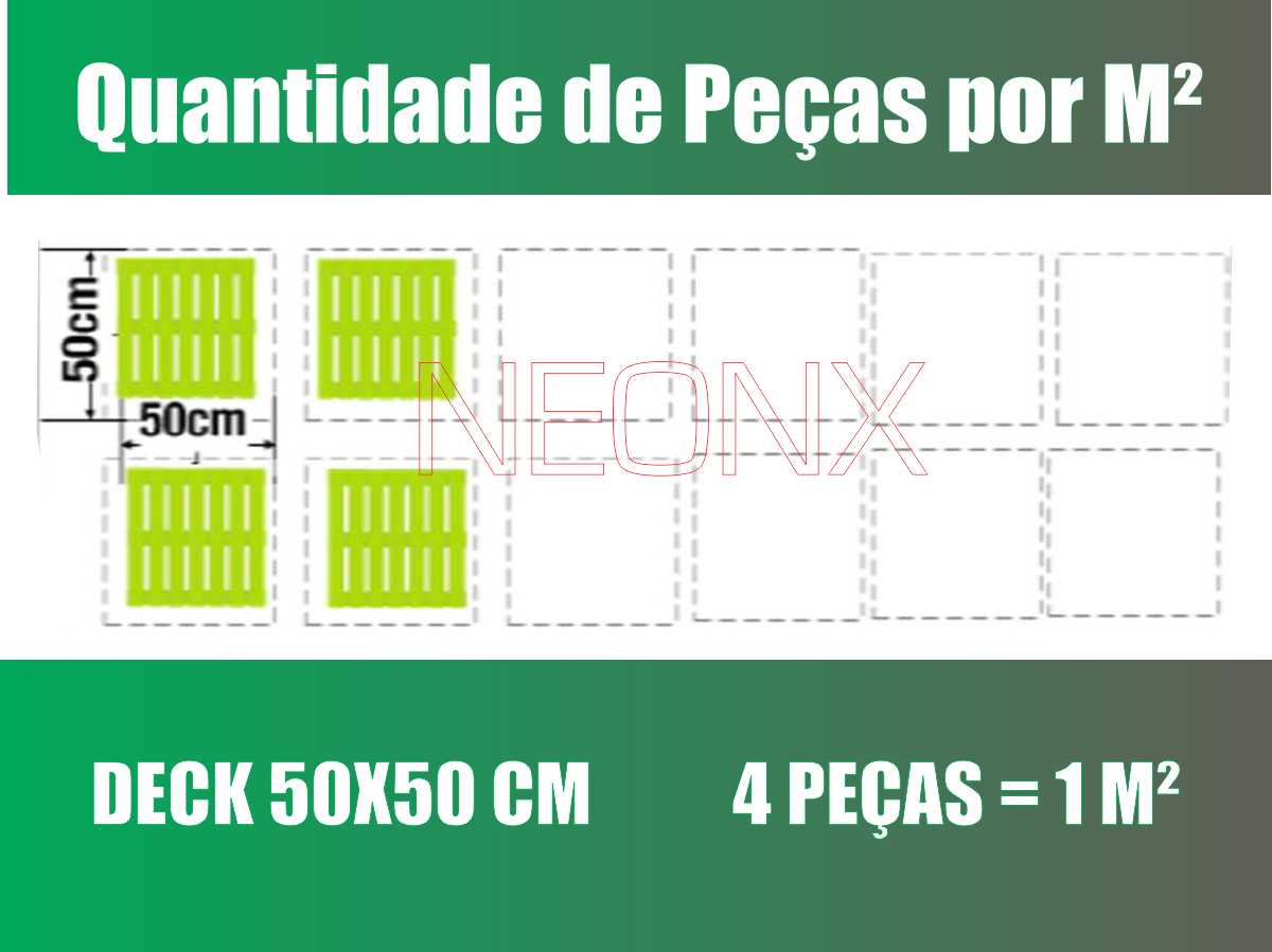 7 Un. Deck De Madeira Modular 50x50 Cm NeonX Com Pintura