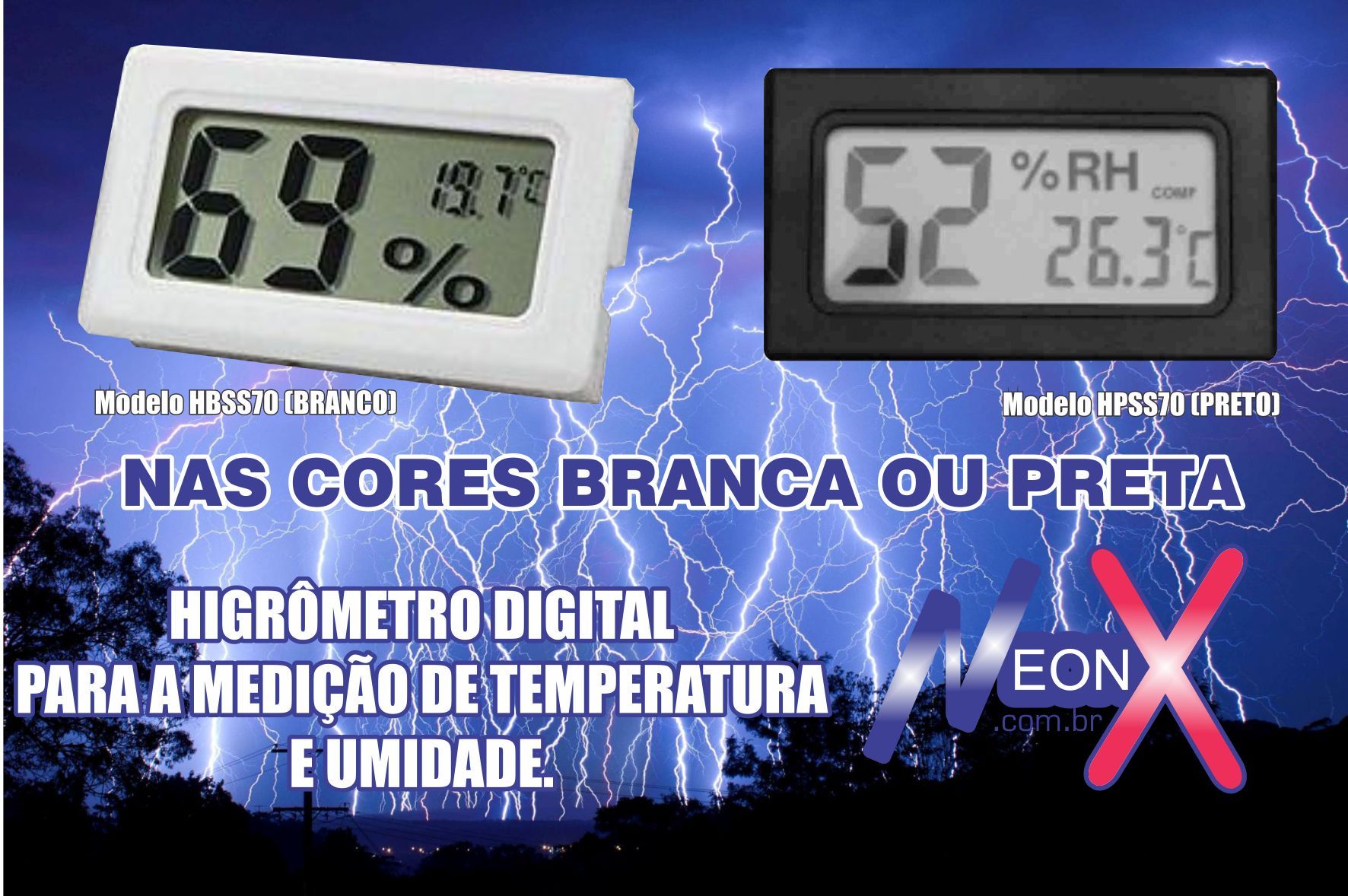 Termômetro Higrômetro Digital Umidade + Temperatura NeonX