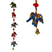 Mobile de Elefantes de Tecido e Missangas com Mosaico de Espelho ( 70cm )