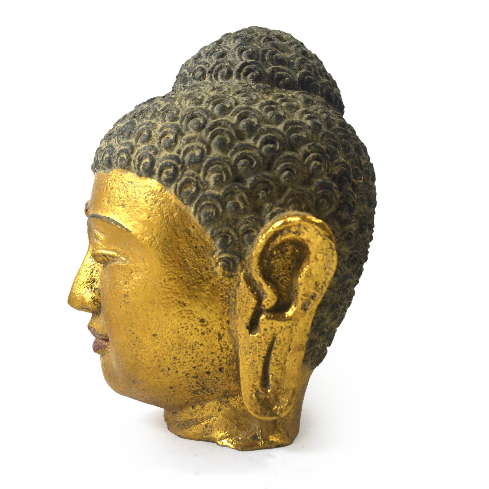 Buda Sidartha em Resina - Cabeça Cor Preto e Dourado ( 25 cm )