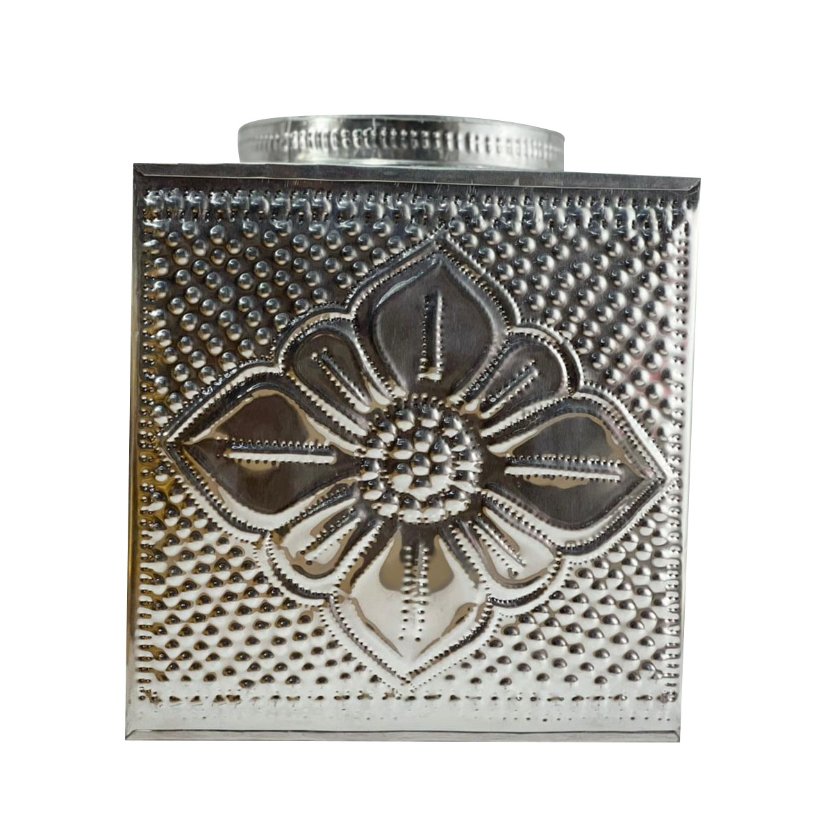 Caixa em Alumínio - Viveiro com Janela em Acrílico e Alto-Relevo Floral ( 20cm )