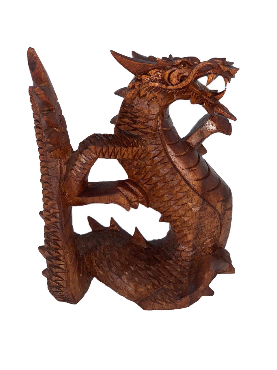 Escultura Dragão Tradicional em Madeira Suar ( 15 cm )