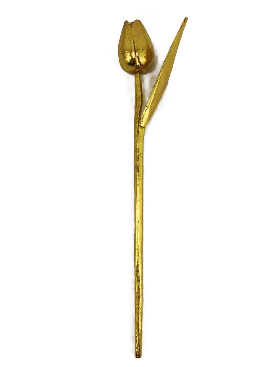 Escultura Flor de Tulipa com Pintura Metálica Dourada ( 45 cm ) Fechada *PROMOÇÃO: 3 por R$35*