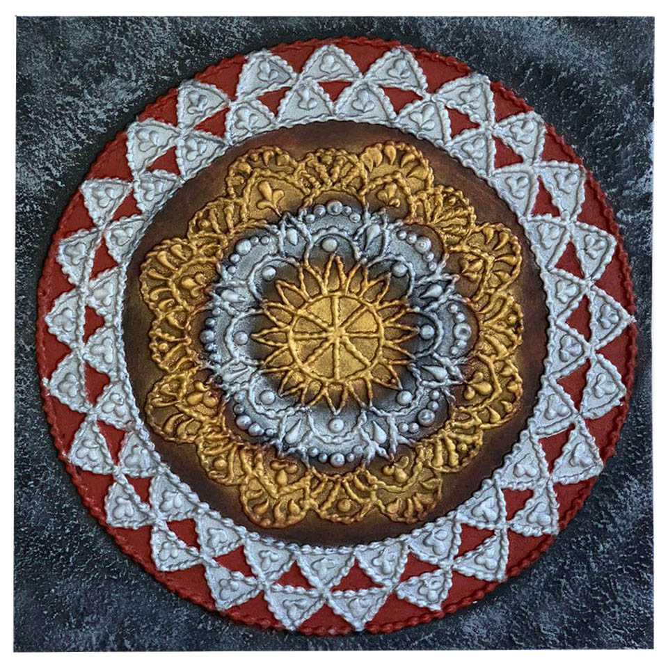 Pintura em Tela - Mandala em Alto Relevo ( 70x70 cm )